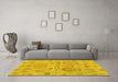 Machine Washable Oriental Yellow Traditional Rug in a Living Room, wshabs1728yw