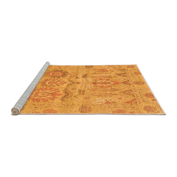Sideview of Machine Washable Oriental Orange Traditional Area Rugs, wshabs1728org