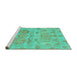 Sideview of Machine Washable Oriental Turquoise Traditional Area Rugs, wshabs1728turq