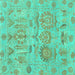 Square Machine Washable Oriental Turquoise Traditional Area Rugs, wshabs1728turq