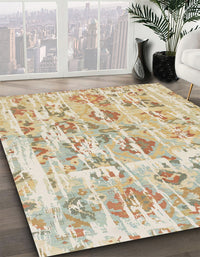 Abstract Metallic Gold Oriental Rug, abs1729