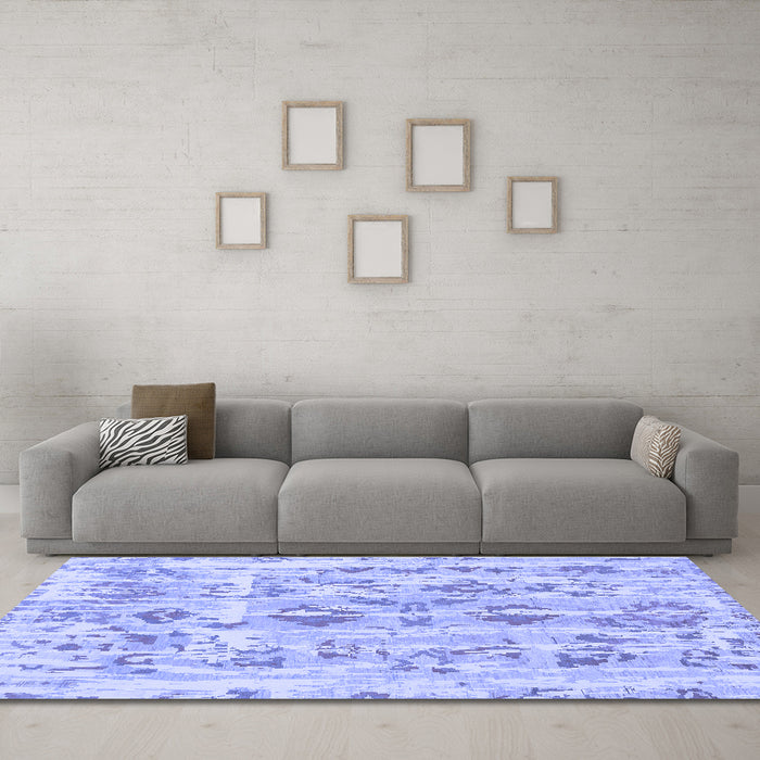 Machine Washable Oriental Blue Traditional Rug in a Living Room, wshabs1729blu