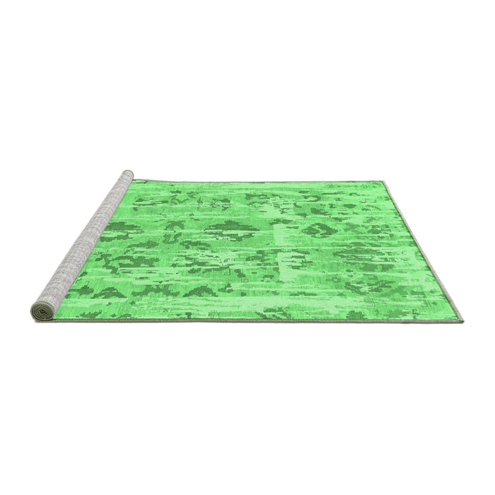 Sideview of Machine Washable Oriental Emerald Green Traditional Area Rugs, wshabs1729emgrn