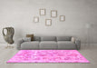 Machine Washable Oriental Pink Traditional Rug in a Living Room, wshabs1729pnk