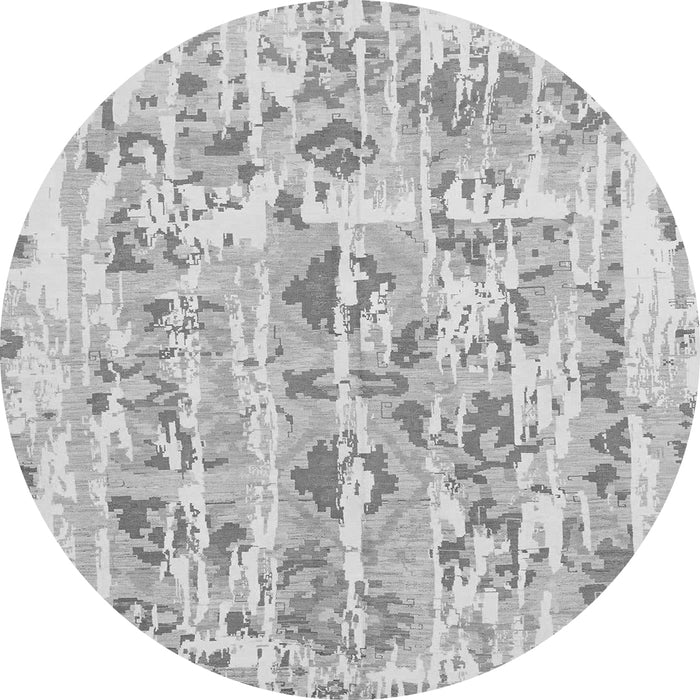 Round Machine Washable Oriental Gray Traditional Rug, wshabs1729gry