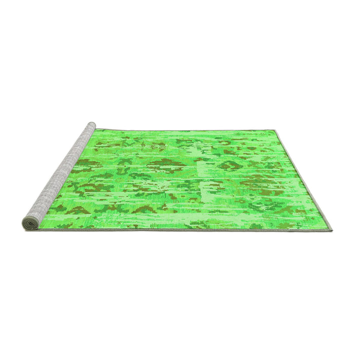 Sideview of Machine Washable Oriental Green Traditional Area Rugs, wshabs1729grn