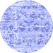 Round Oriental Blue Traditional Rug, abs1729blu