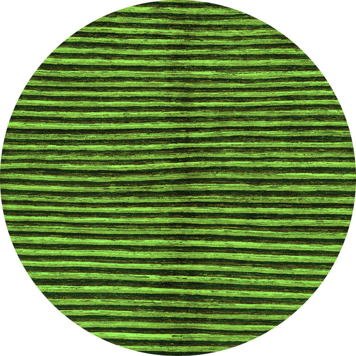 Round Machine Washable Abstract Green Modern Area Rugs, wshabs172grn
