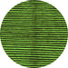 Round Machine Washable Abstract Green Modern Area Rugs, wshabs172grn