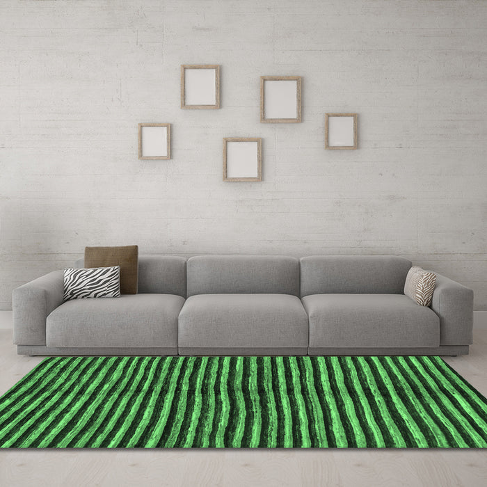 Machine Washable Abstract Emerald Green Modern Area Rugs in a Living Room,, wshabs172emgrn
