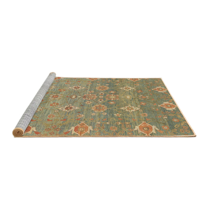 Sideview of Machine Washable Abstract Brown Green Rug, wshabs1730