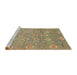 Sideview of Machine Washable Abstract Brown Green Rug, wshabs1730