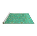 Sideview of Machine Washable Oriental Turquoise Traditional Area Rugs, wshabs1730turq