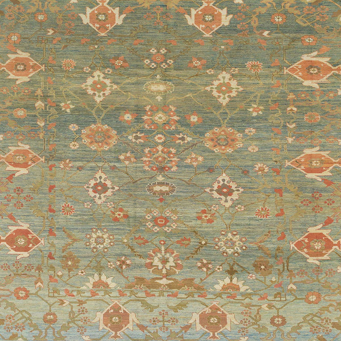 Square Abstract Brownish Green Oriental Rug, abs1730
