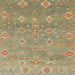 Square Abstract Brownish Green Oriental Rug, abs1730