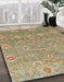 Machine Washable Abstract Brown Green Rug in a Family Room, wshabs1730