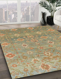 Abstract Brownish Green Oriental Rug, abs1730