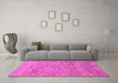 Machine Washable Oriental Pink Traditional Rug in a Living Room, wshabs1730pnk