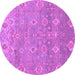 Round Machine Washable Oriental Purple Traditional Area Rugs, wshabs1730pur