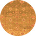 Round Machine Washable Oriental Orange Traditional Area Rugs, wshabs1730org