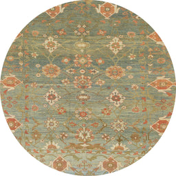 Round Machine Washable Abstract Brown Green Rug, wshabs1730
