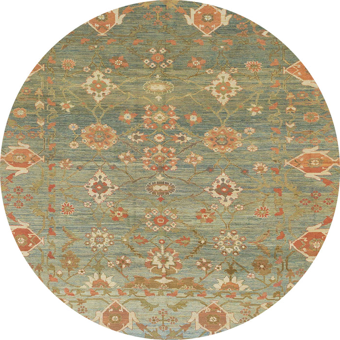 Round Machine Washable Abstract Brown Green Rug, wshabs1730
