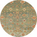 Round Machine Washable Abstract Brown Green Rug, wshabs1730