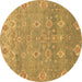 Round Machine Washable Oriental Brown Traditional Rug, wshabs1730brn