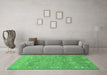 Machine Washable Oriental Emerald Green Traditional Area Rugs in a Living Room,, wshabs1730emgrn