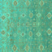 Square Oriental Turquoise Traditional Rug, abs1730turq