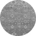 Round Machine Washable Oriental Gray Traditional Rug, wshabs1730gry