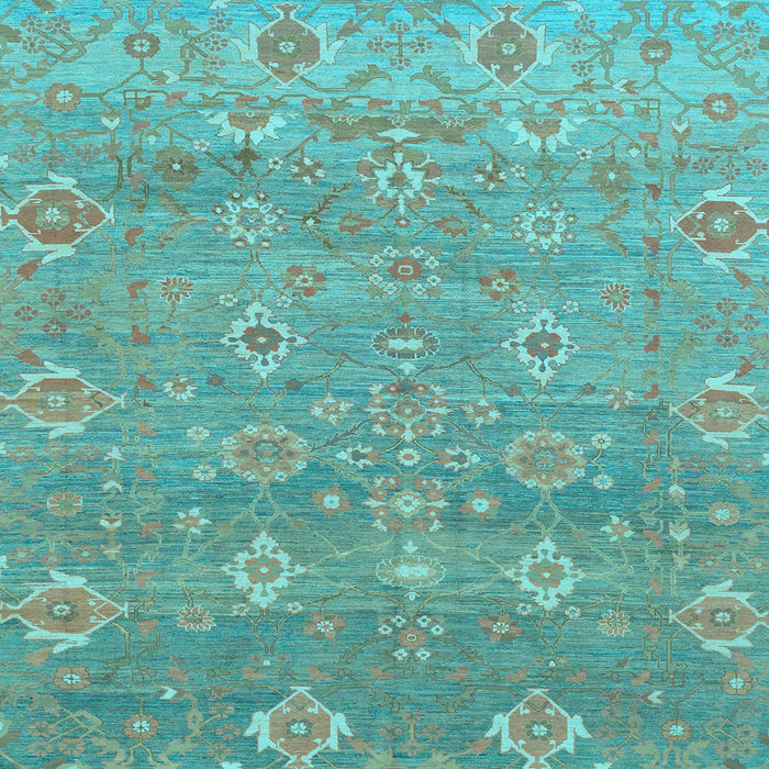 Square Machine Washable Oriental Light Blue Traditional Rug, wshabs1730lblu