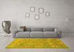 Machine Washable Oriental Yellow Traditional Rug in a Living Room, wshabs1730yw