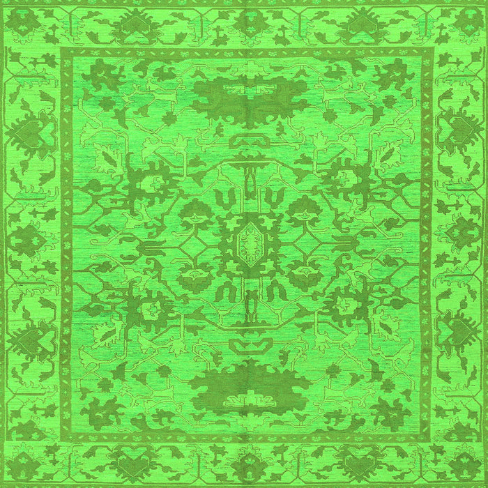 Square Machine Washable Oriental Green Traditional Area Rugs, wshabs1731grn