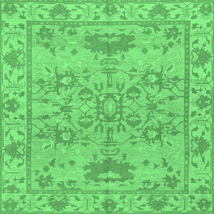 Square Oriental Emerald Green Traditional Rug, abs1731emgrn