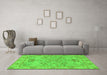 Machine Washable Oriental Green Traditional Area Rugs in a Living Room,, wshabs1731grn