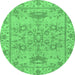 Round Oriental Emerald Green Traditional Rug, abs1731emgrn