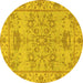 Round Oriental Yellow Traditional Rug, abs1731yw