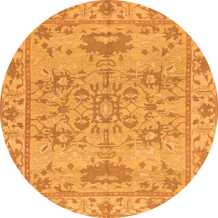 Round Machine Washable Oriental Orange Traditional Area Rugs, wshabs1731org
