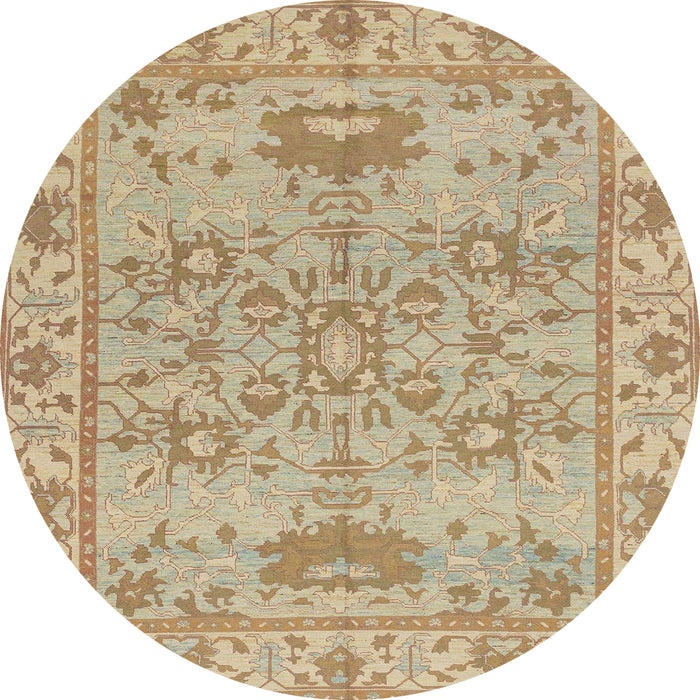 Round Abstract Bronze Brown Oriental Rug, abs1731