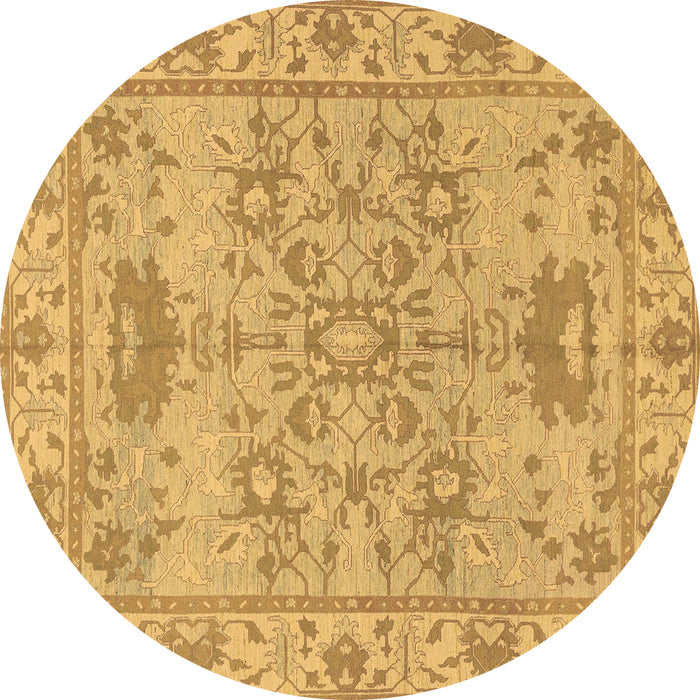 Round Oriental Brown Traditional Rug, abs1731brn