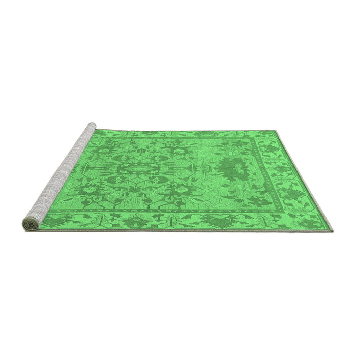 Sideview of Machine Washable Oriental Emerald Green Traditional Area Rugs, wshabs1731emgrn