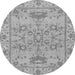 Round Machine Washable Oriental Gray Traditional Rug, wshabs1731gry