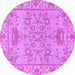 Round Oriental Purple Traditional Rug, abs1731pur