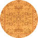 Round Oriental Orange Traditional Rug, abs1731org