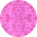 Round Oriental Pink Traditional Rug, abs1731pnk