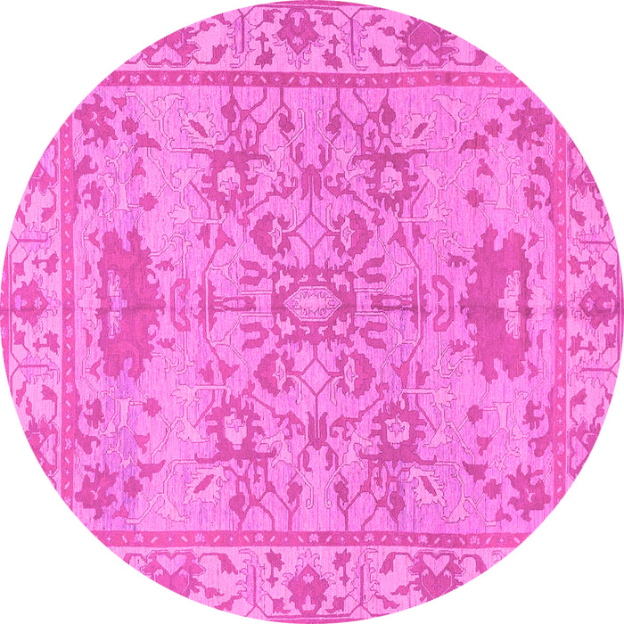 Round Machine Washable Oriental Pink Traditional Rug, wshabs1731pnk