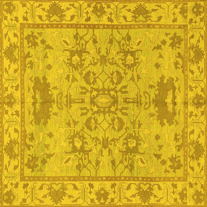 Square Oriental Yellow Traditional Rug, abs1731yw