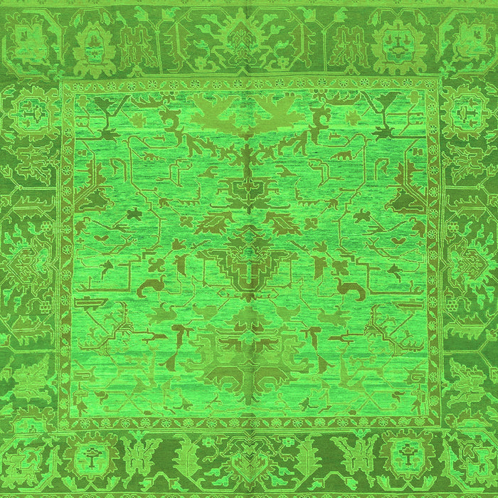 Square Machine Washable Oriental Green Traditional Area Rugs, wshabs1732grn
