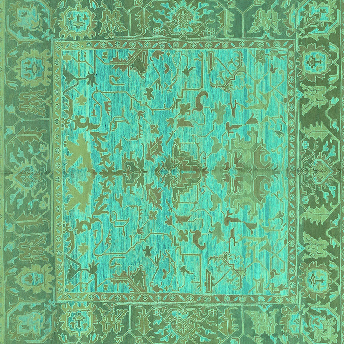 Square Oriental Turquoise Traditional Rug, abs1732turq